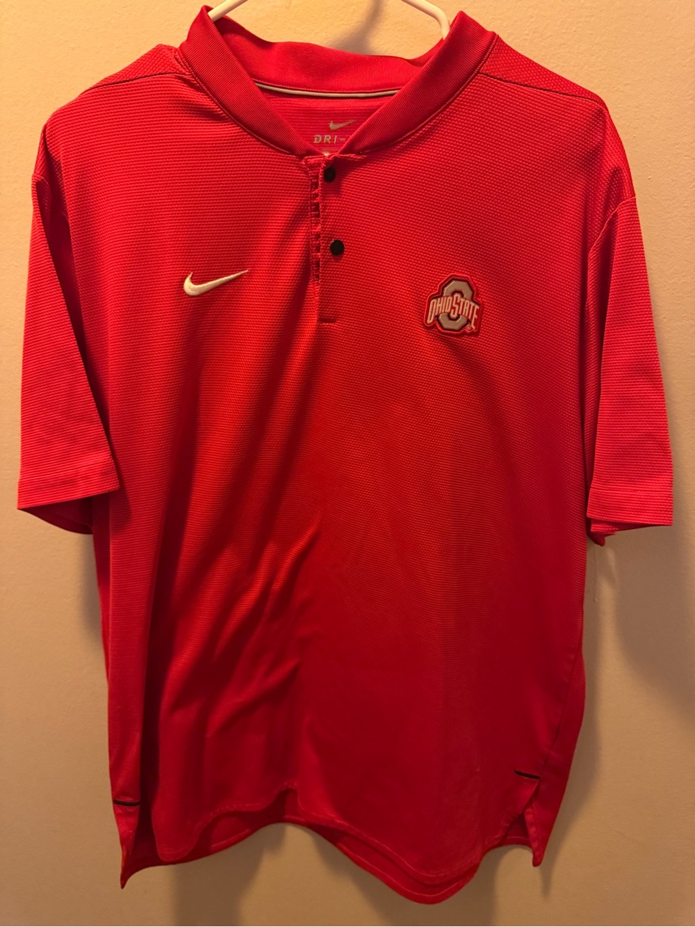 Nike Red Ohio State Polo Shirt with White Swoosh